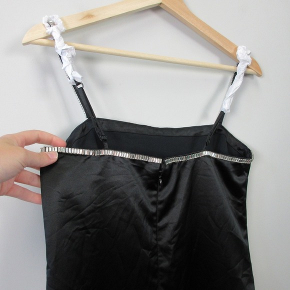 Abercrombie & Fitch Satin Slip Dress XS Black Mini Beaded Going Out Party 352 - Picture 10 of 12